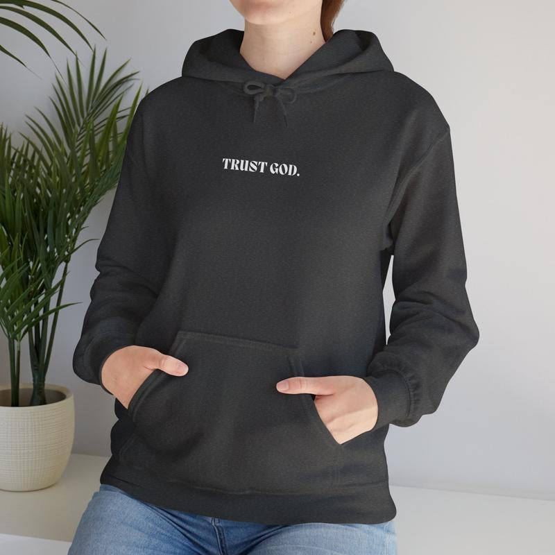 "TRUST GOD" Minimalist Hoodie | Cozy Faith Pullover for Unisex | Embroidered Style Christian Apparel