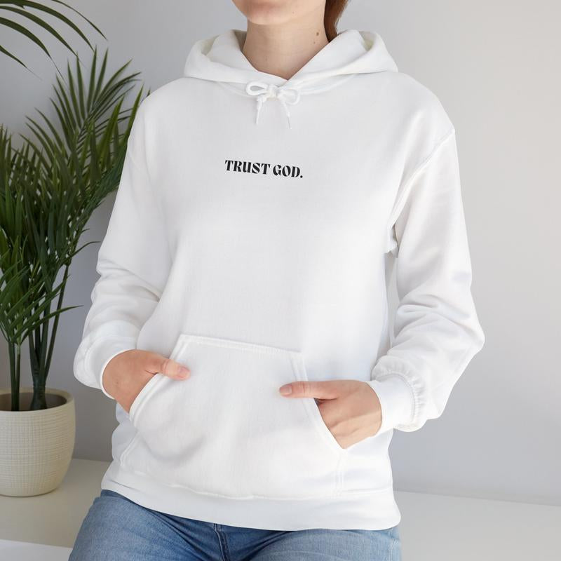 "TRUST GOD" Minimalist Hoodie | Cozy Faith Pullover for Unisex | Embroidered Style Christian Apparel