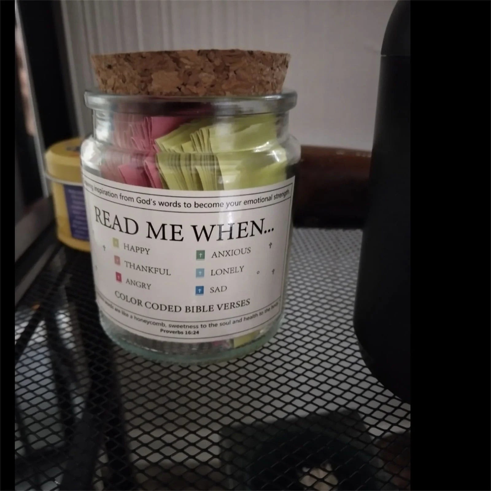"Read Me When..." Bible Verse Jar | Color-Coded Scripture Cards for Every Emotion & Mood