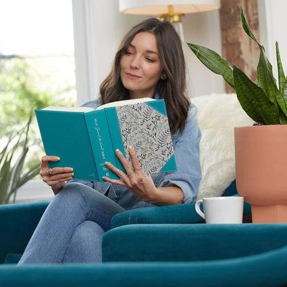 NKJV Journal the Word Bible, Large Print | Hardcover Cloth, Blue Floral Design | Wide-Margin for Notes & Art