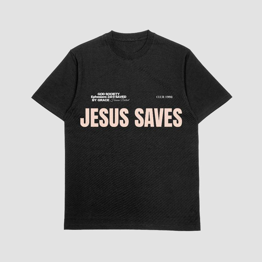 "JESUS SAVES" Streetwear T-Shirt | Comfort Colors Heavyweight Christian Tee | Trendy Faith Apparel | Unisex