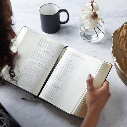 NKJV Journal the Word Bible, Large Print | Hardcover Cloth, Blue Floral Design | Wide-Margin for Notes & Art