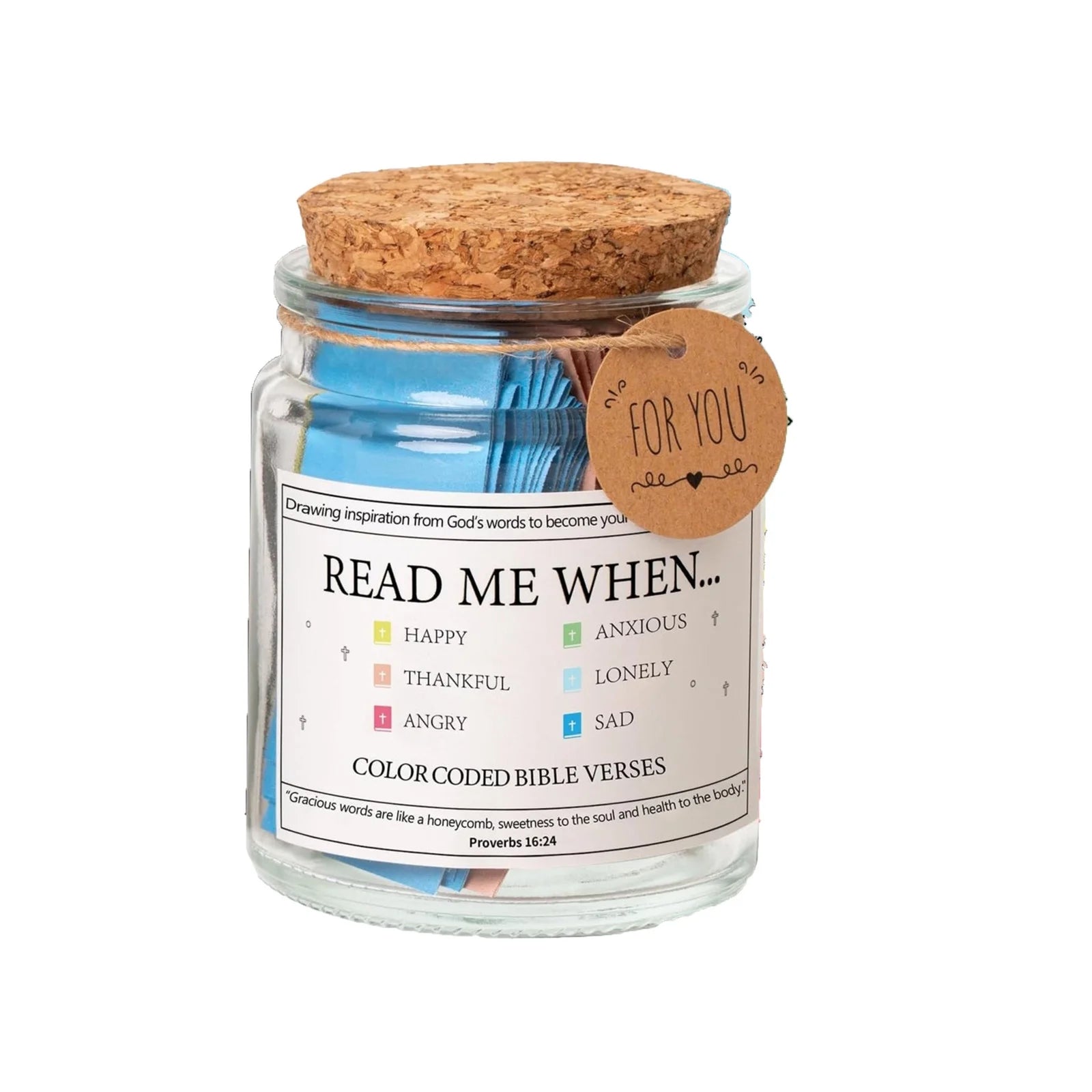 "Read Me When..." Bible Verse Jar | Color-Coded Scripture Cards for Every Emotion & Mood
