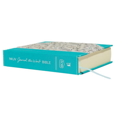 NKJV Journal the Word Bible, Large Print | Hardcover Cloth, Blue Floral Design | Wide-Margin for Notes & Art