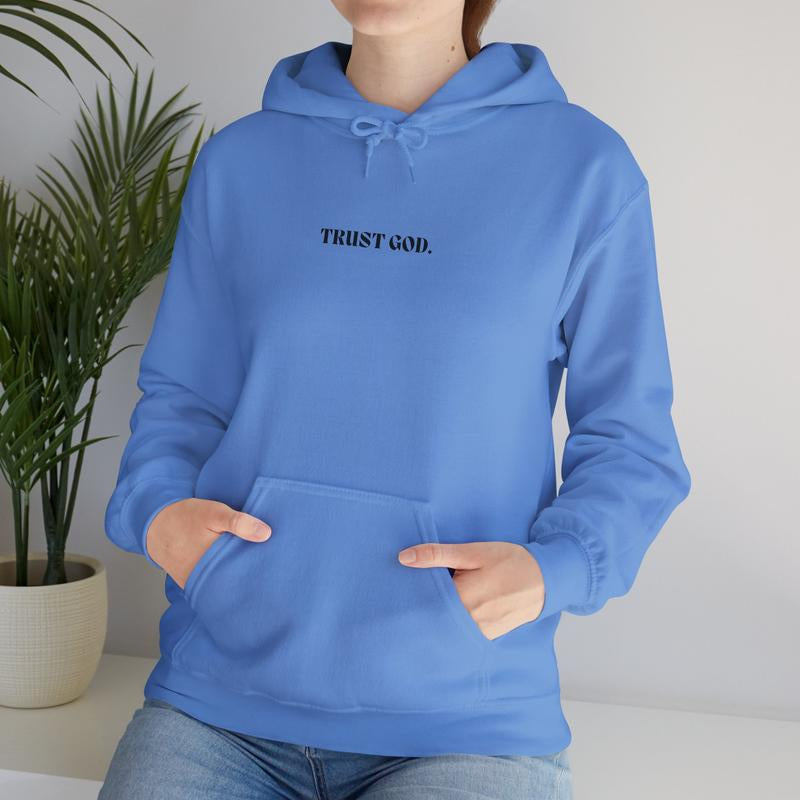 "TRUST GOD" Minimalist Hoodie | Cozy Faith Pullover for Unisex | Embroidered Style Christian Apparel